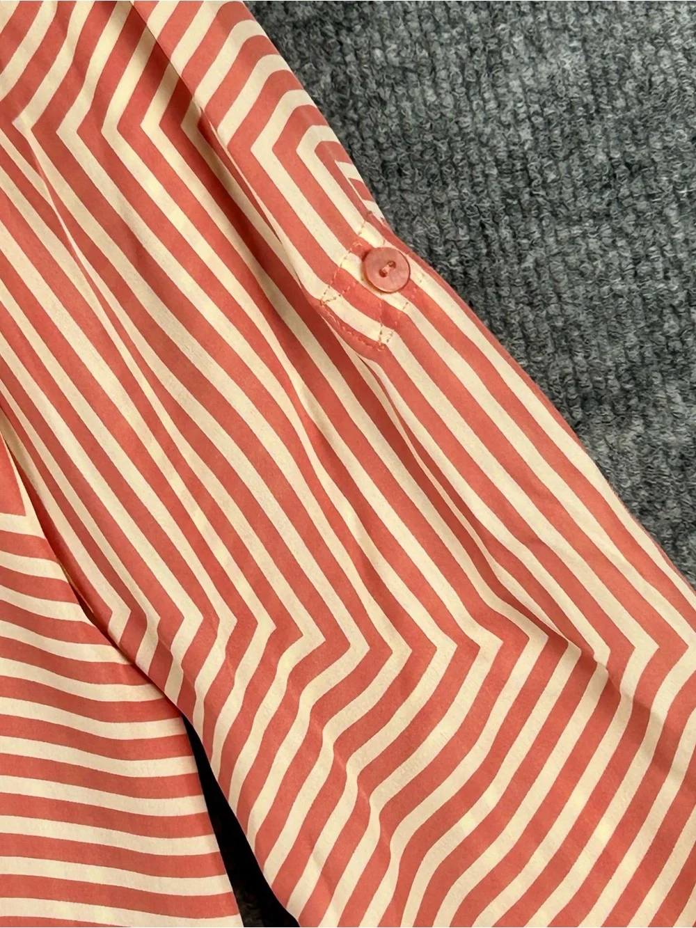 Josephine Chaus Coral Striped Silk Button-Down Shirt - Picture 7 of 11